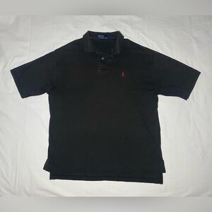 Vtg Polo Ralph Lauren Polo Shirt Black Red Pony Short Sleeve